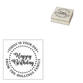 Draaiende ronde verjaardags script groet #1 rubberstempel (Gestempeld)