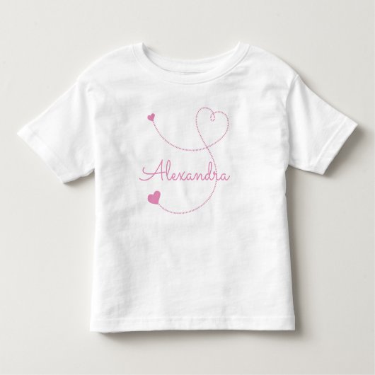 Draaiende Roze Harten Aangepaste Naam Kinder Shirts (Voorkant)
