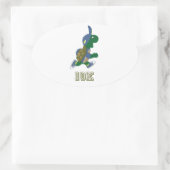 Draaiende schildpad 10K - blauw Ovale Sticker (Tas)