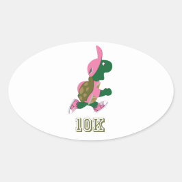 Draaiende schildpad 10K - Roze Ovale Sticker