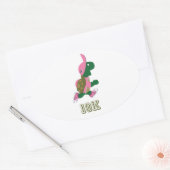 Draaiende schildpad 10K - Roze Ovale Sticker (Envelop)