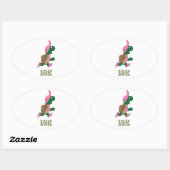 Draaiende schildpad 10K - Roze Ovale Sticker (Vel)