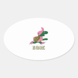 Draaiende schildpad 10K - Roze Ovale Sticker