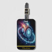 Draaiende sterrenstelsels en gloeiende sterren bagagelabel (Voorkant (verticaal))