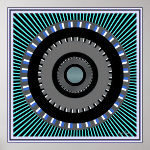 Draaiende tandwielen Optische verlichting Poster