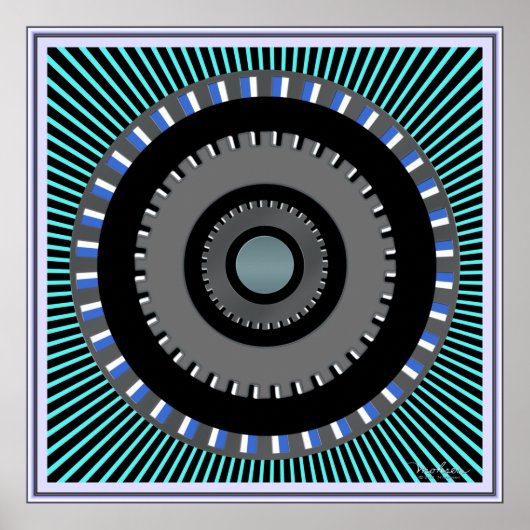 Draaiende tandwielen Optische verlichting Poster (Voorkant)