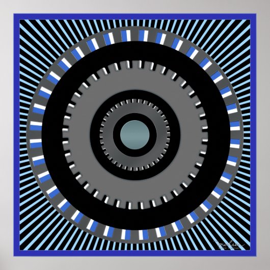 Draaiende tandwielen Optische verlichting Poster (Voorkant)