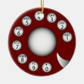 Draaiende telefoonwijzerplaat (rood) keramisch ornament (Voorkant)