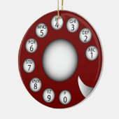 Draaiende telefoonwijzerplaat (rood) keramisch ornament (Links)
