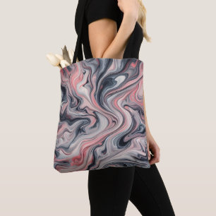 Draaiende tinten roze, grijs en wit tote bag