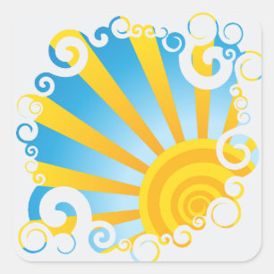 Draaiende Wolken Boven Zon Explosie Vierkante Sticker