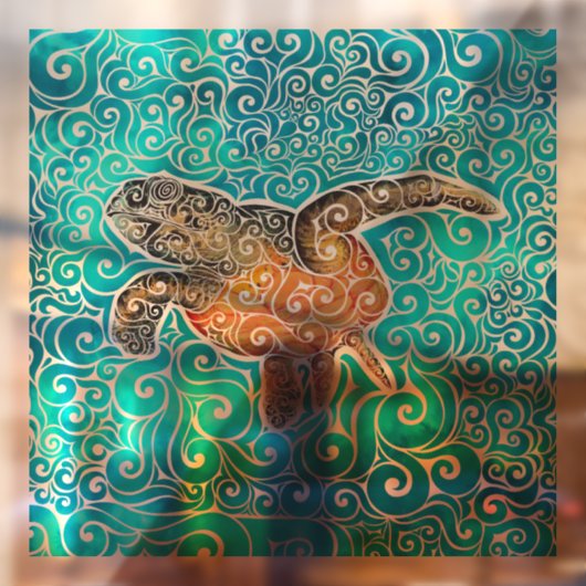 draaierige Zee-schildpad Raamsticker (Vel 2)