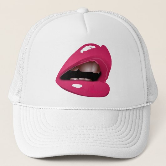 Draaihoed voor hot-roze lips trucker pet (Voorkant)