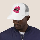 Draaihoed voor hot-roze lips trucker pet (In situ)