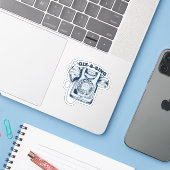 Draaiknop blauw sticker (Laptop met iPhone)
