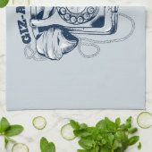 Draaiknop blauw theedoek (Gevouwen)