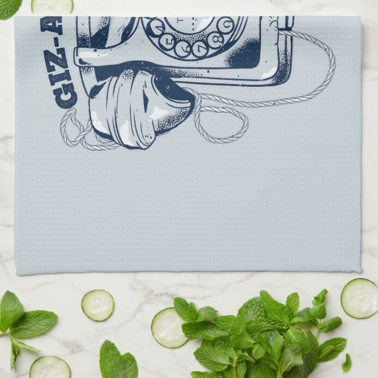 Draaiknop blauw theedoek