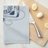 Draaiknop blauw theedoek (Quarter Fold)