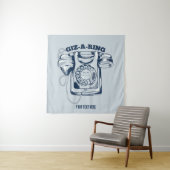 Draaiknop blauw wandkleed (In situ)