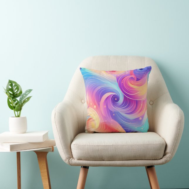 Draaikolk Regenboog Abstracte Worp Kussen (Stoel)