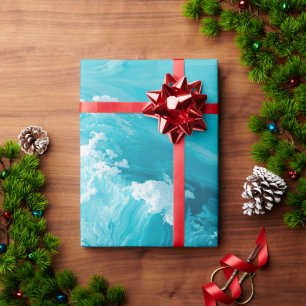 Draaikolk Turquoise Golven Abstracte Oceaangolfkun Cadeaupapier