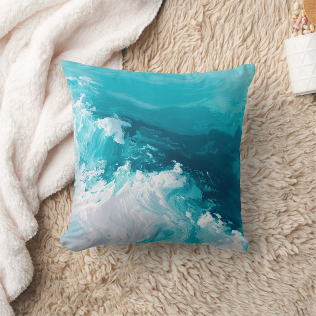 Draaikolk Turquoise Golven Abstracte Oceaangolfkun Kussen (Deken)
