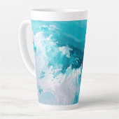 Draaikolk Turquoise Golven Abstracte Oceaangolfkun Latte Mok (Linkerhoek)