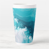 Draaikolk Turquoise Golven Abstracte Oceaangolfkun Latte Mok (Voorkant)