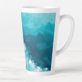 Draaikolk Turquoise Golven Abstracte Oceaangolfkun Latte Mok (Rechts)