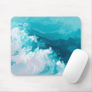 Draaikolk Turquoise Golven Abstracte Oceaangolfkun Muismat