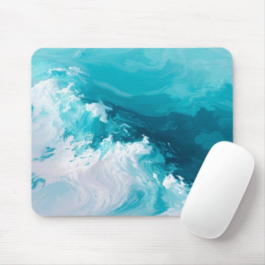 Draaikolk Turquoise Golven Abstracte Oceaangolfkun Muismat (Met muis)