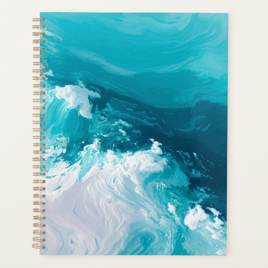 Draaikolk Turquoise Golven Abstracte Oceaangolfkun Planner (Voorkant)