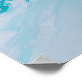 Draaikolk Turquoise Golven Abstracte Oceaangolfkun Poster (Hoek)