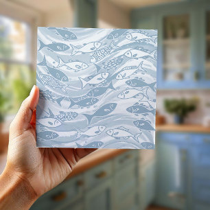 Draaikolk van Vissen in Blauwe ID1200 Tegeltje