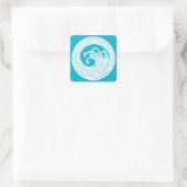 Draaikolkachtige golfcirkel vierkante sticker (Tas)