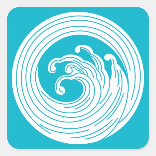 Draaikolkachtige golfcirkel vierkante sticker (Voorkant)