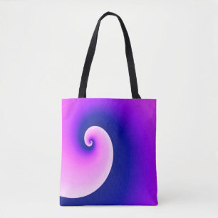 Draaikolkachtige golven van paars en roze tote bag