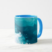 Draaikolken Turquoise Golven Abstracte Oceaangolfk Mok (Voorkant rechts)