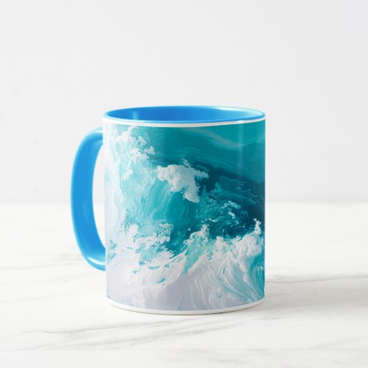 Draaikolken Turquoise Golven Abstracte Oceaangolfk Mok (Voorkant links)