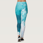 Draaikolkende Turquoise Golven Abstracte Oceaangol Leggings (Achterkant)