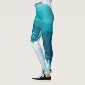 Draaikolkende Turquoise Golven Abstracte Oceaangol Leggings (Links)