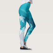 Draaikolkende Turquoise Golven Abstracte Oceaangol Leggings (Rechts)