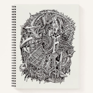 Draaikop, inkttekening notitieboek