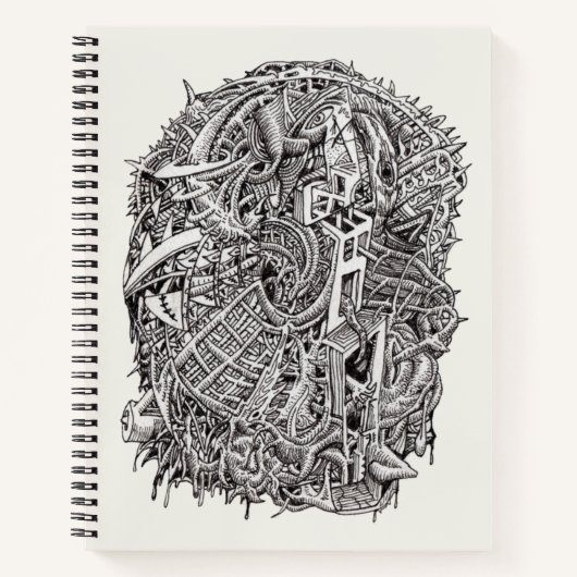 Draaikop, inkttekening notitieboek (Voorkant)