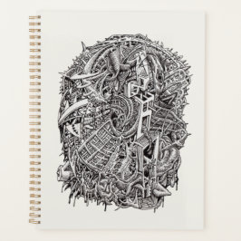 Draaikop, inkttekening planner