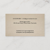 Draaikruis handschoenen en zaktekening visitekaartje (Achterkant)