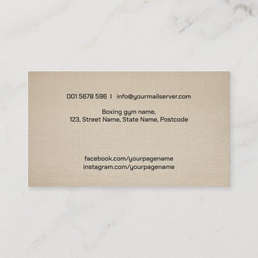 Draaikruis handschoenen en zaktekening visitekaartje (Achterkant)