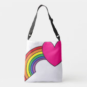 Draaikruis of -Tas met regenbogen en harten Crossbody Tas (Achterkant)