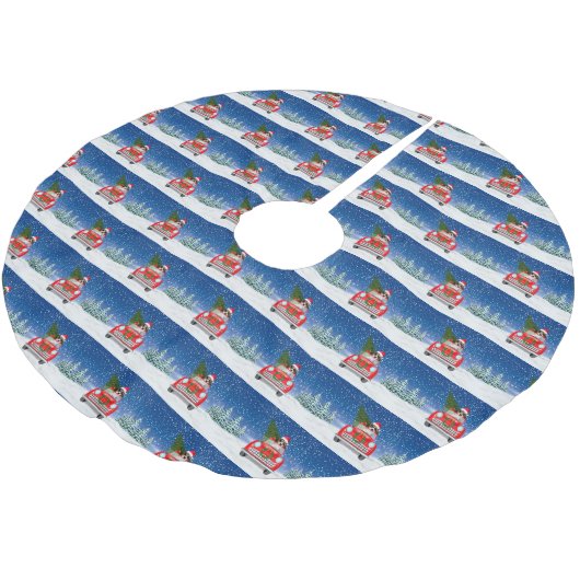 Draaikuiken die rijden op sneeuw kerstboom rok (Gekanteld)