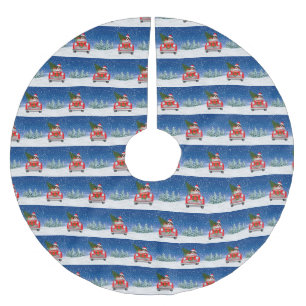 Draaikuiken die rijden op sneeuw kerstboom rok